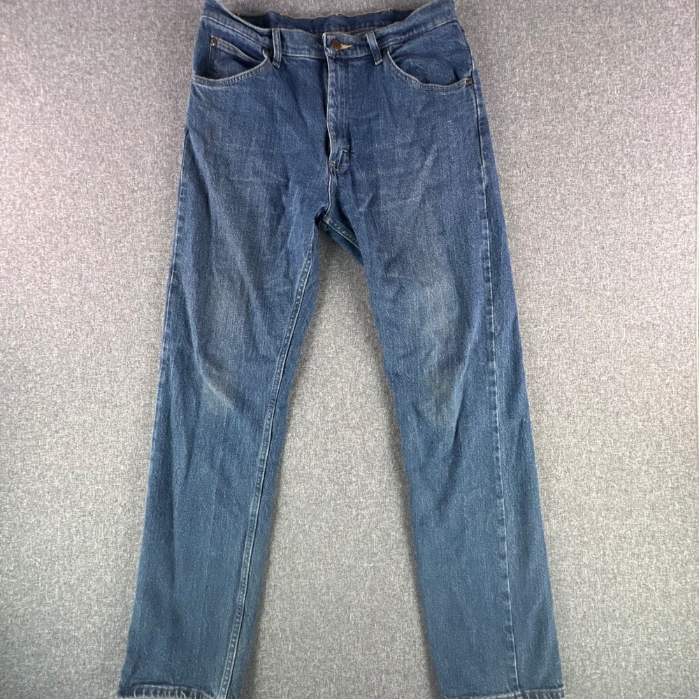 Wrangler Jeans Mens 34 Premium Quality Blue Straight Leg Denim 112344239 Good